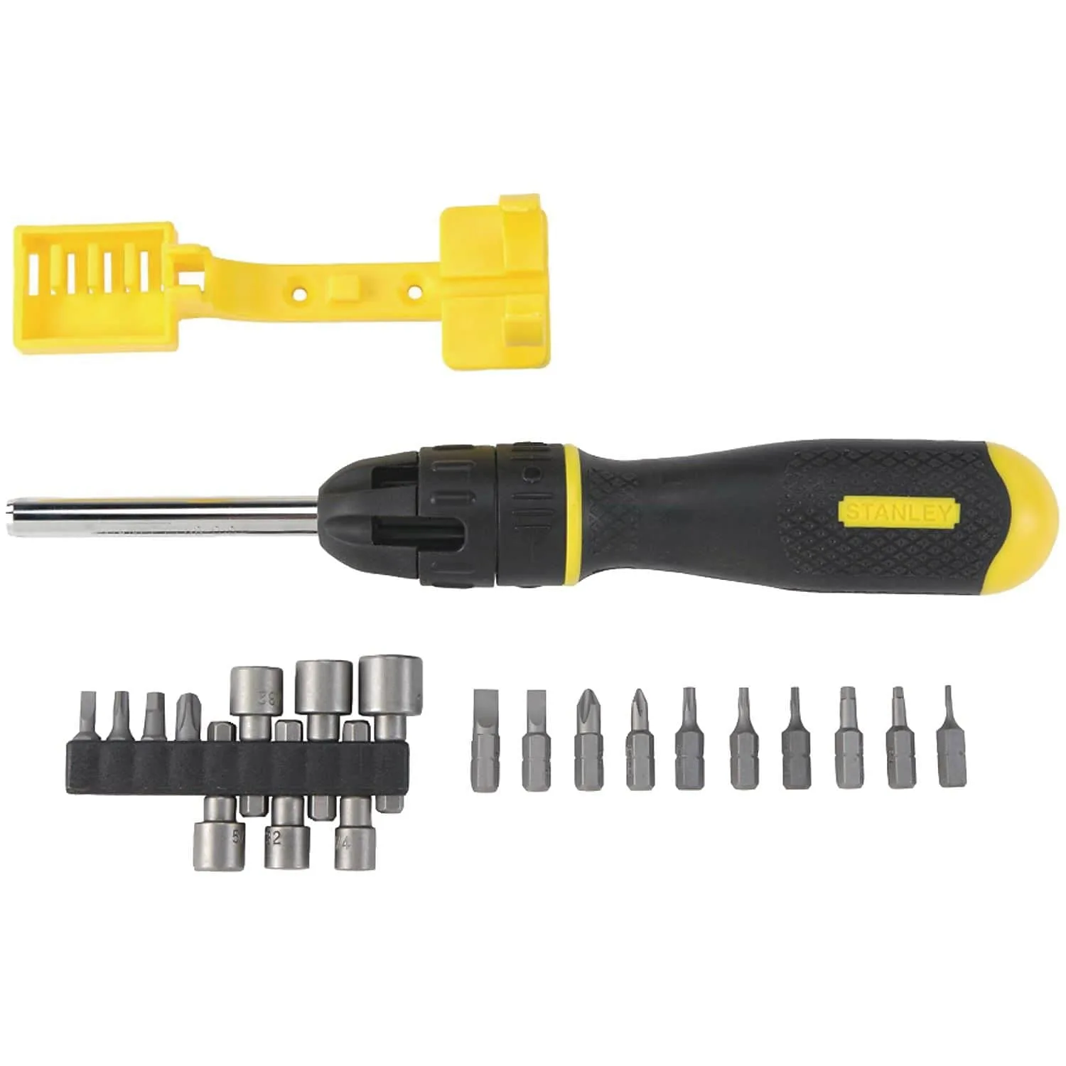 Stanley 62-574 20-Piece Multibit Ratcheting Screwdriver Set - Alloy Steel, Ergonomic Handle