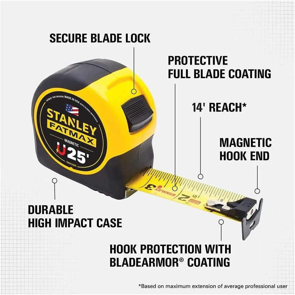 Stanley FMHT33865S FATMAX 25' Magnetic Tape 7.6 m