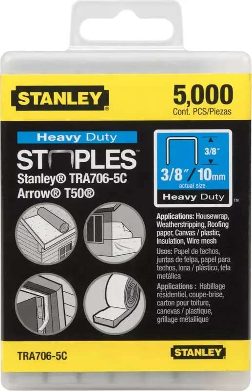 Stanley TRA706-5C 5,000-Qty. 3/8-Inch Leg 3/8-Inch Crown .050-Inchx.022-Inch Gauge Heavy Duty Staple