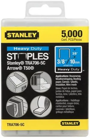 Stanley TRA706-5C 5,000-Qty. 3/8-Inch Leg 3/8-Inch Crown .050-Inchx.022-Inch Gauge Heavy Duty Staple