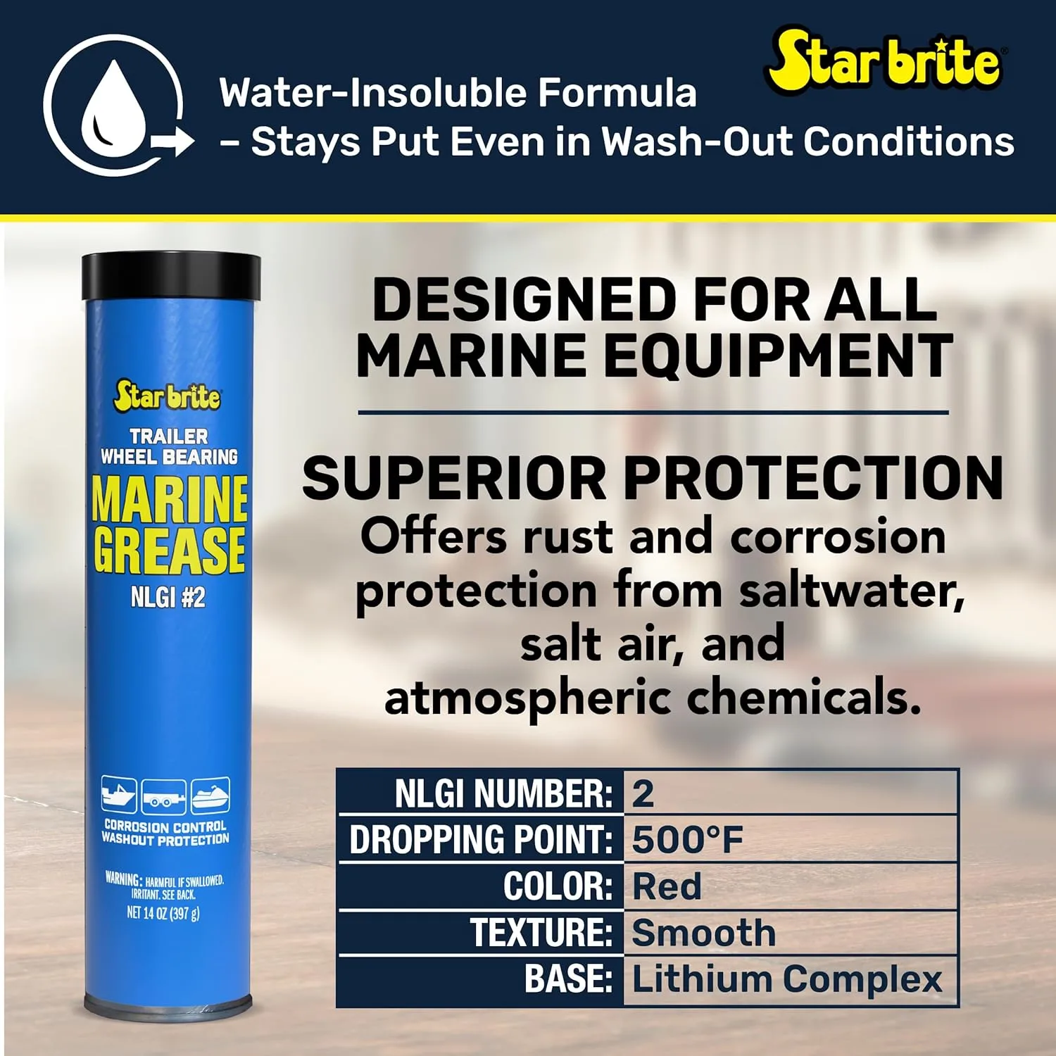 STAR BRITE Trailer Wheel Bearing Grease NLG#2 Marine-Grade Protection