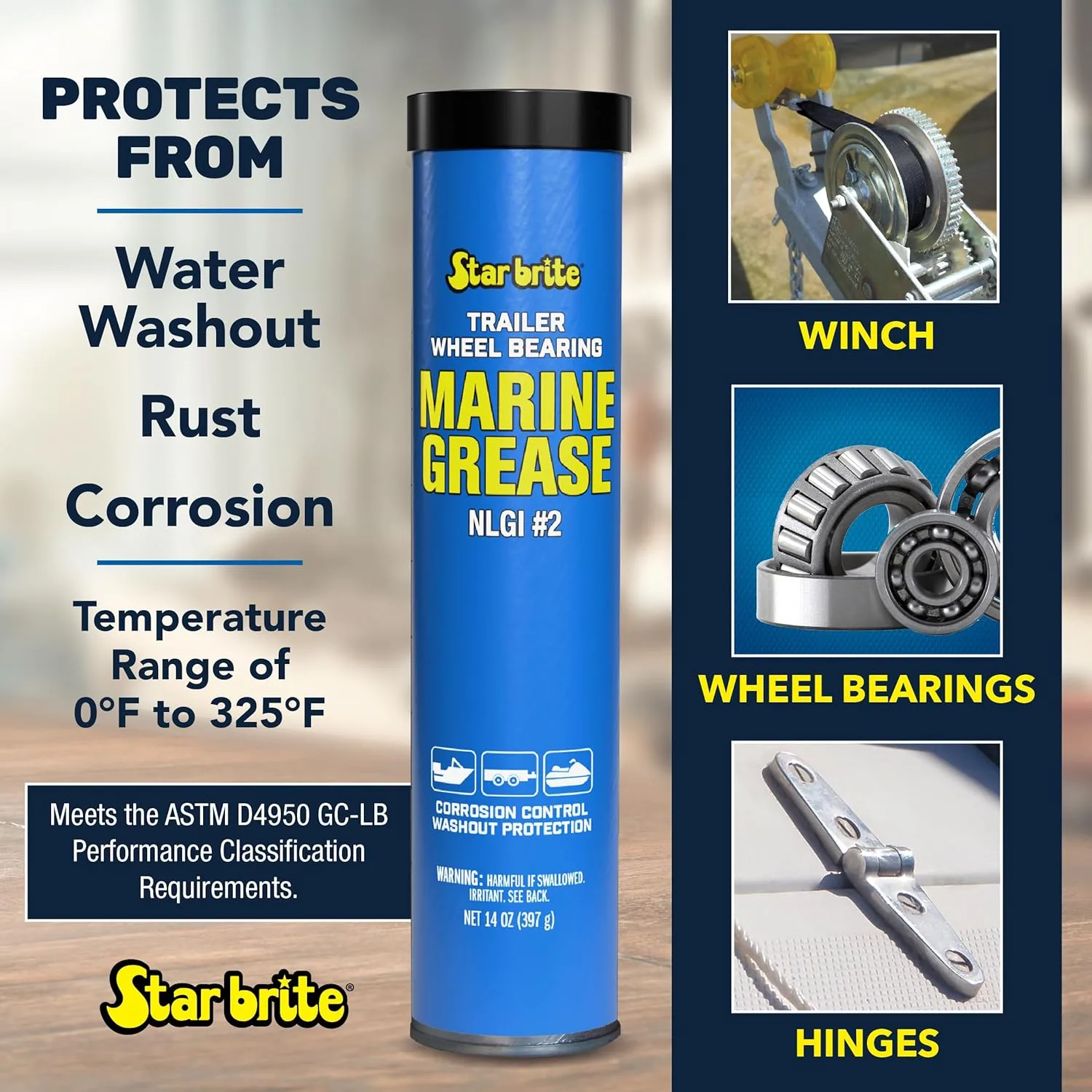 STAR BRITE Trailer Wheel Bearing Grease NLG#2 Marine-Grade Protection