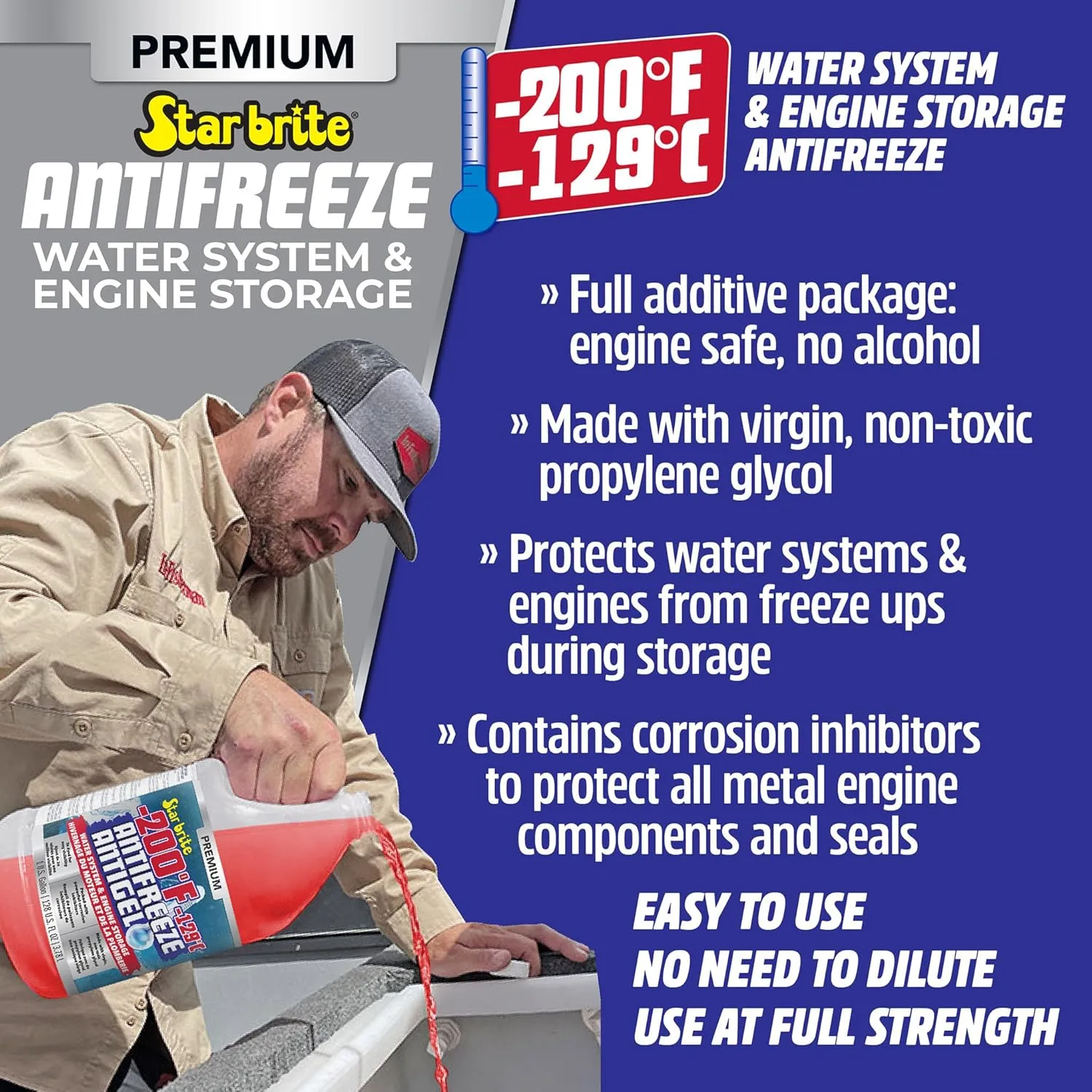 STAR BRITE Premium -200°F Antifreeze for RV, Marine & Water Systems, Propylene Glycol Formula with Corrosion Inhibitors, Ready-to-Use Cold Weather Protection