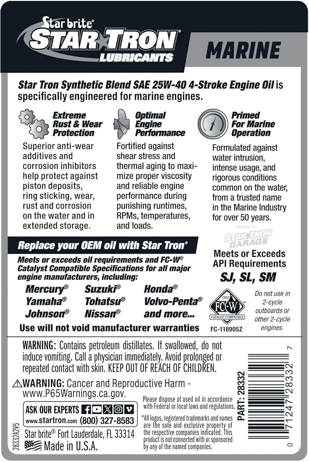 STAR BRITE Super Premium Synthetic Blend 4-Stroke Marine Oil - 32 oz