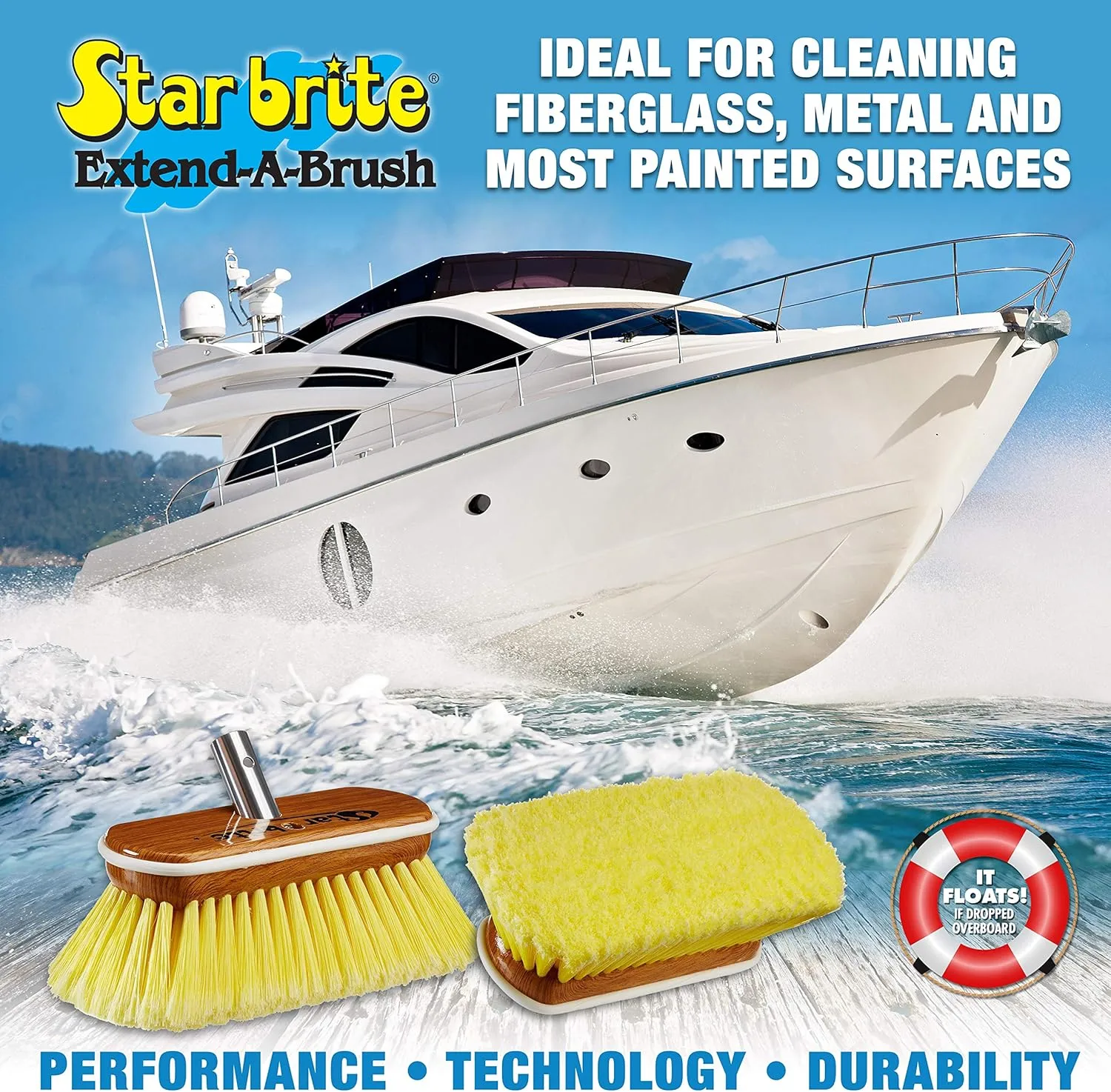 STAR BRITE 8" Deluxe Wash Brush Head - Dual Connections