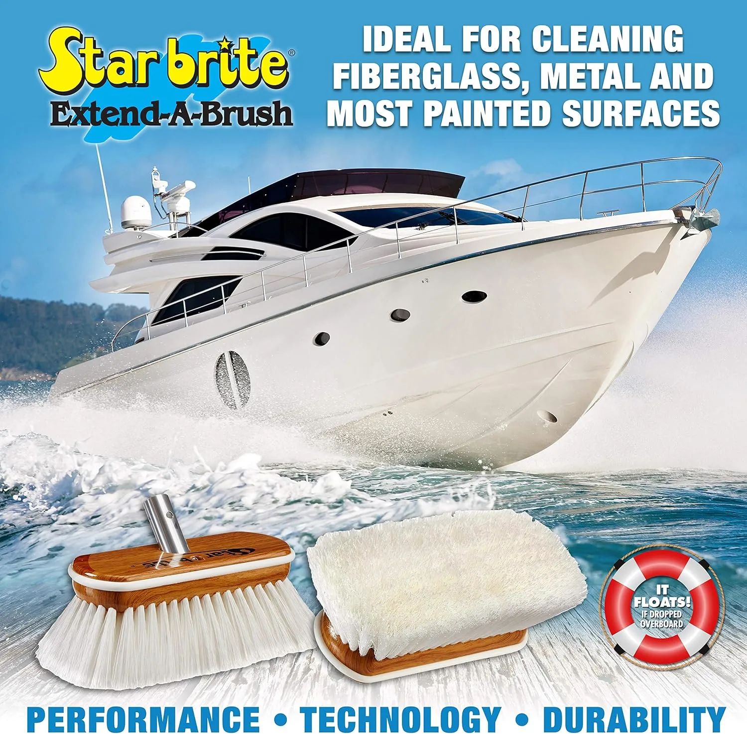 STAR BRITE 8" Deluxe Wash Brush Head - Dual Connections