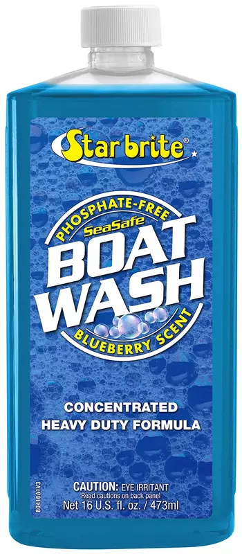 STAR BRITE Concentrated Boat Wash - Heavy-Duty, Non-Streak Formula for Sparkling Hulls, Decks, Chrome and Fittings - Fresh Blueberry Scent 16 OZ Wash