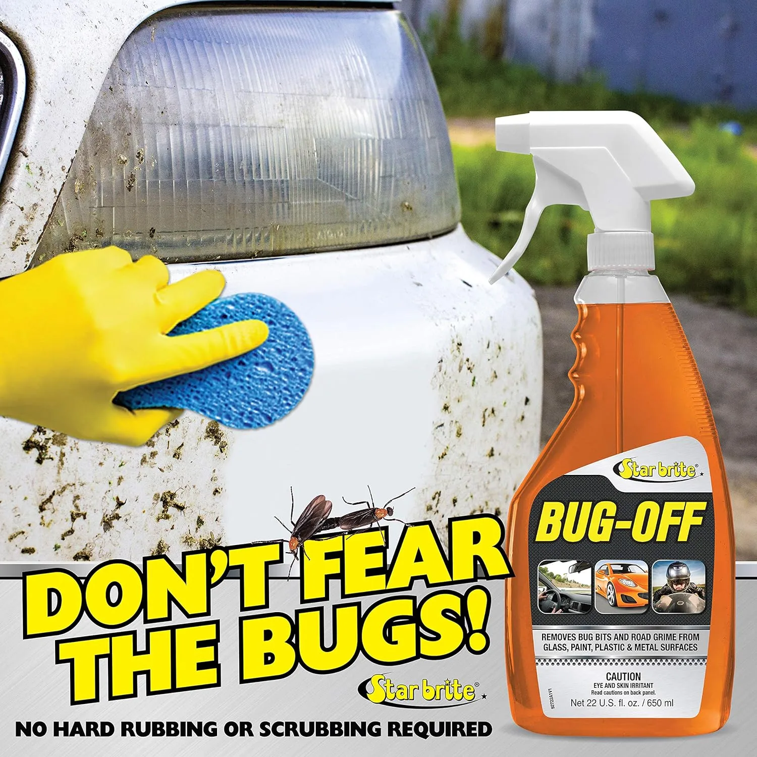 STAR BRITE Bug-Off - Bug Bit & Road Grime Remover for Cars, Trucks, Motorcycles, RVs - Excellent for Glass, Paint, Plastic & Metal