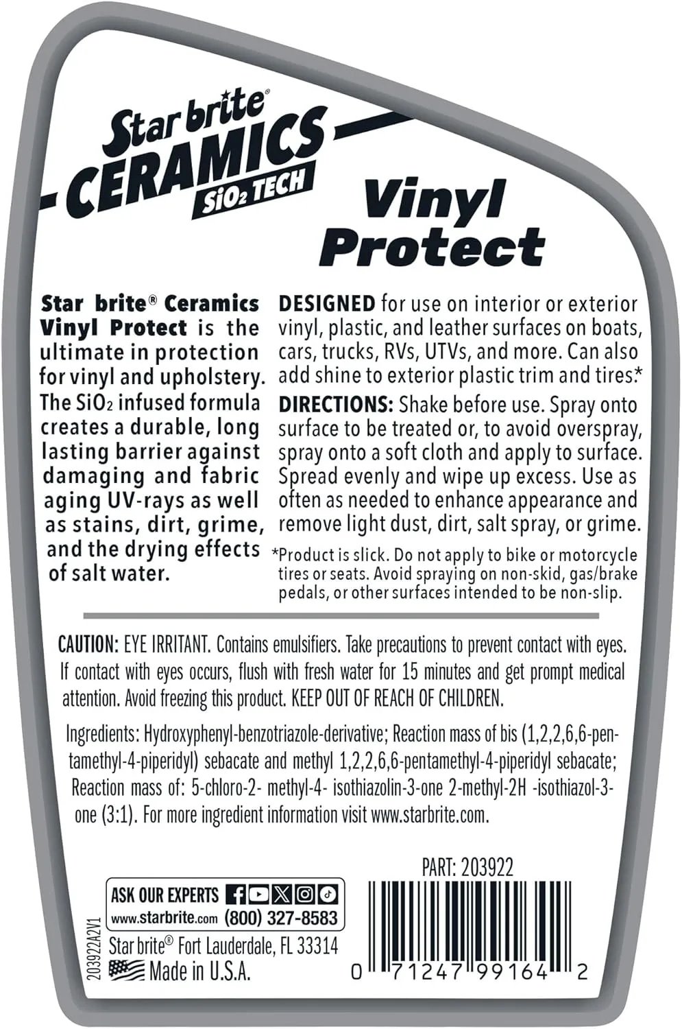 STAR BRITE Ceramics Vinyl Protect - Ultimate Upholstery & Vinyl Protection, SiO2 Infused