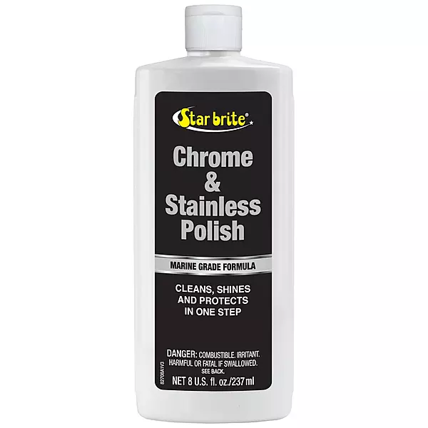 STAR BRITE Chrome & Stainless Polish - Marine Grade Formula Protects Against Pitting, Salt Deposits, Staining & Rust on Chrome, Stainless Steel, Copper, Tin & Brass (082708) 8 Fl Oz (Pack of 1)