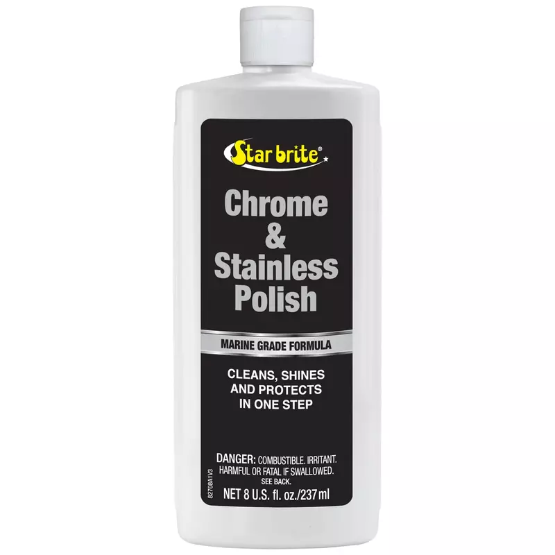 STAR BRITE Chrome & Stainless Polish - Marine Grade Formula Protects Against Pitting, Salt Deposits, Staining & Rust on Chrome, Stainless Steel, Copper, Tin & Brass (082708) 8 Fl Oz (Pack of 1)