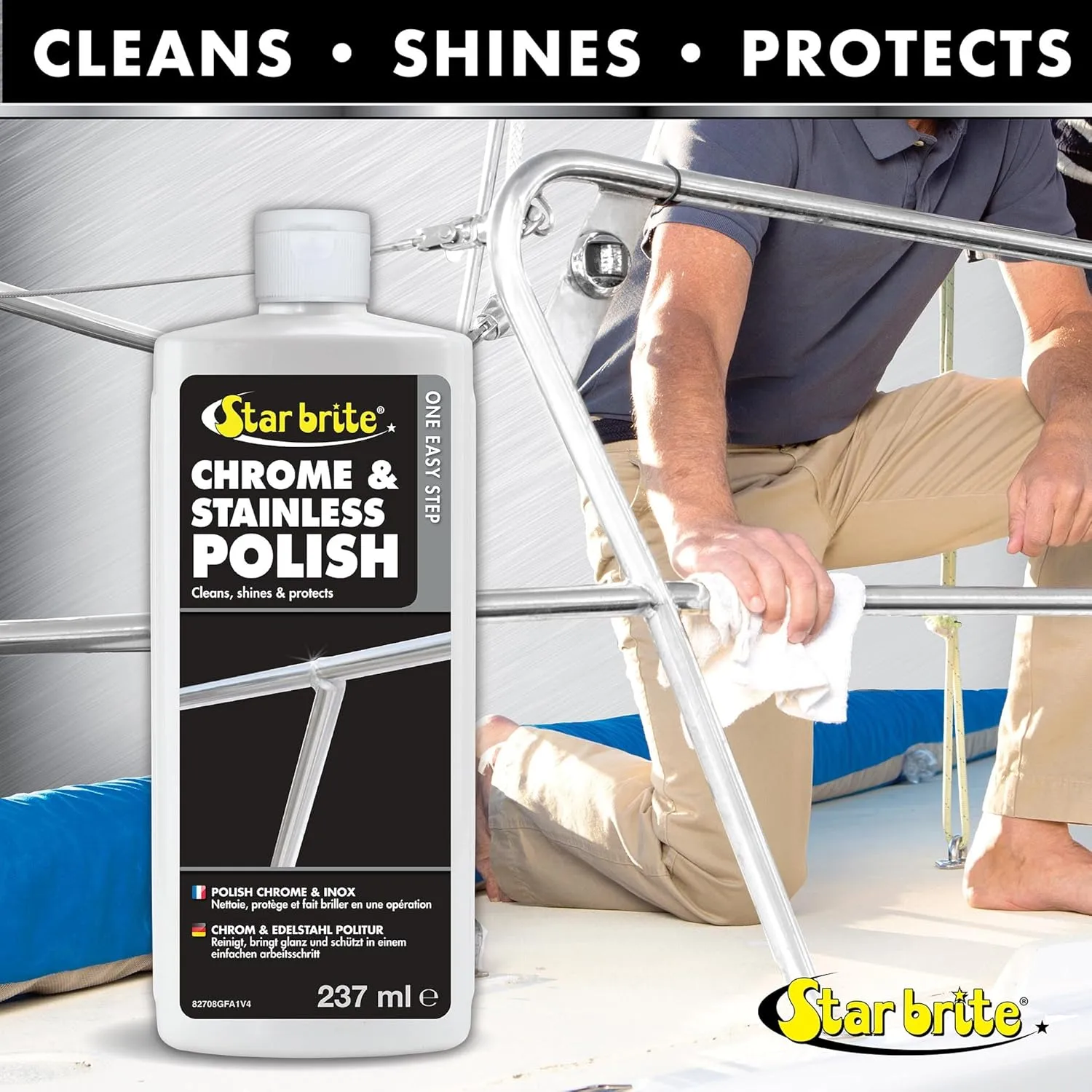 STAR BRITE Chrome & Stainless Polish - Marine Grade Formula Protects Against Pitting, Salt Deposits, Staining & Rust on Chrome, Stainless Steel, Copper, Tin & Brass (082708) 8 Fl Oz (Pack of 1)