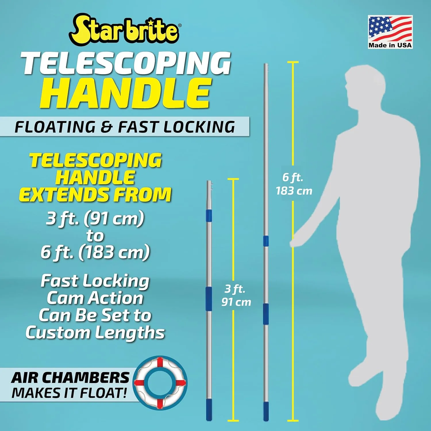 STAR BRITE Extend-A-Brush Telescoping Handle, 3'-6', Aluminum