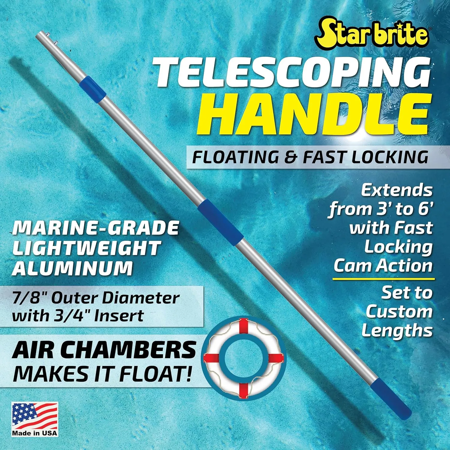STAR BRITE Extend-A-Brush Telescoping Handle, 3'-6', Aluminum