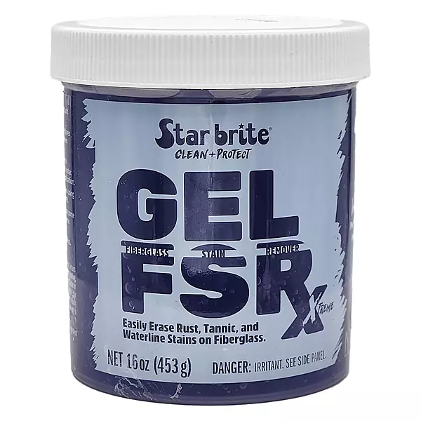 STAR BRITE Gel FSR Xtreme Fiberglass Stain Remover – Removes Rust, Tannic, & Waterline Stains, No Sanding Required