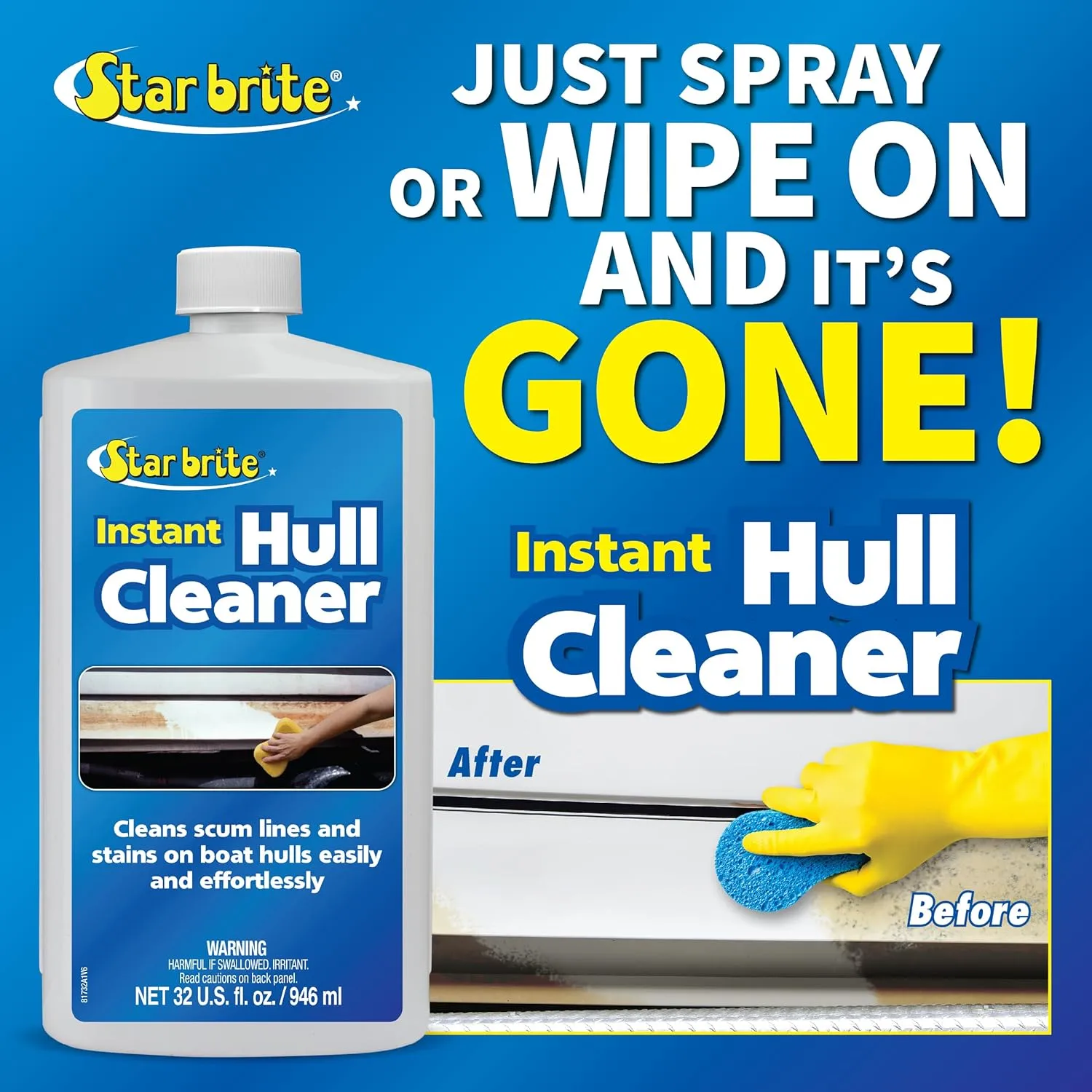 STAR BRITE Instant Hull Cleaner - Remove Stains & Scum Lines - 32 Ounces