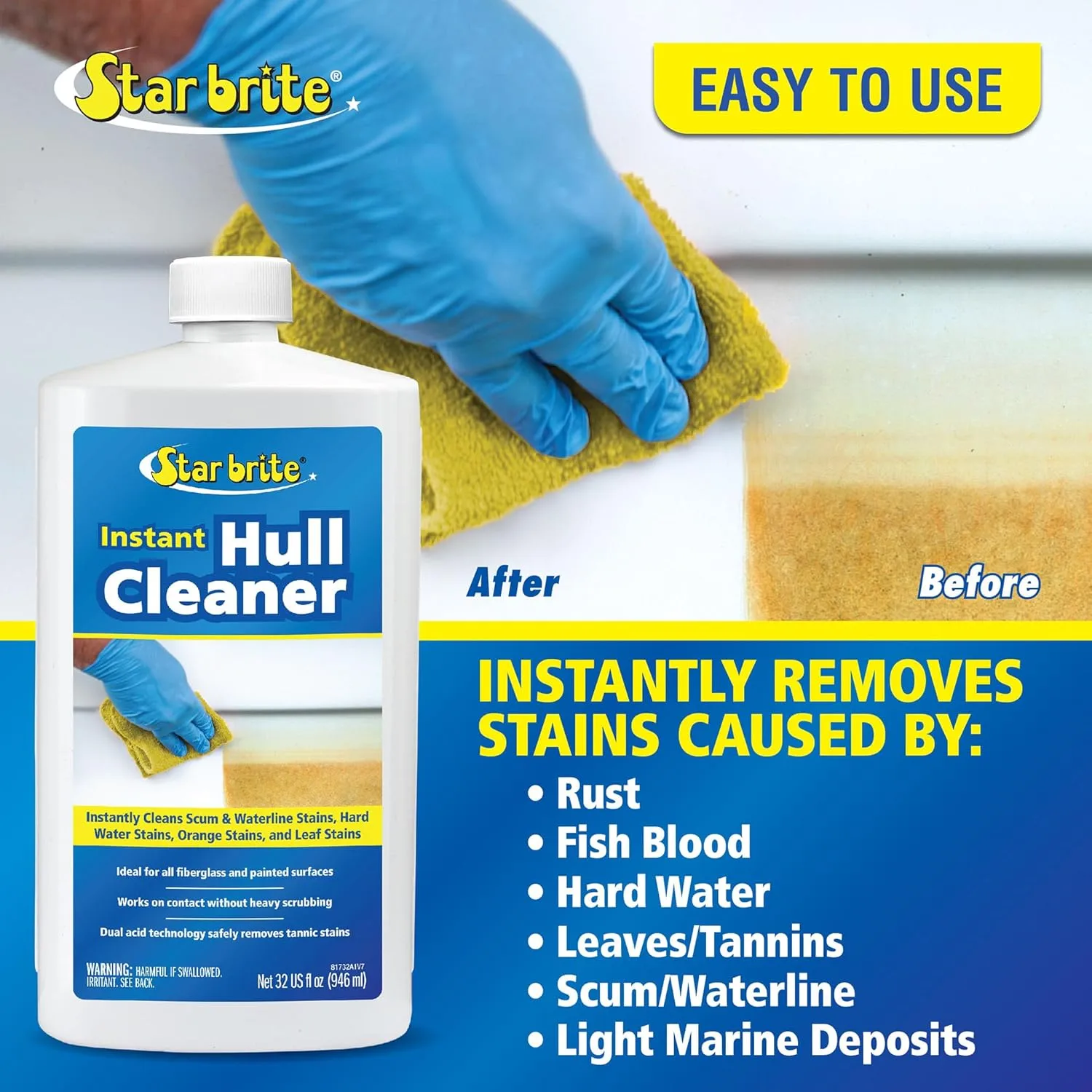 STAR BRITE Instant Hull Cleaner - Remove Stains & Scum Lines - 32 Ounces