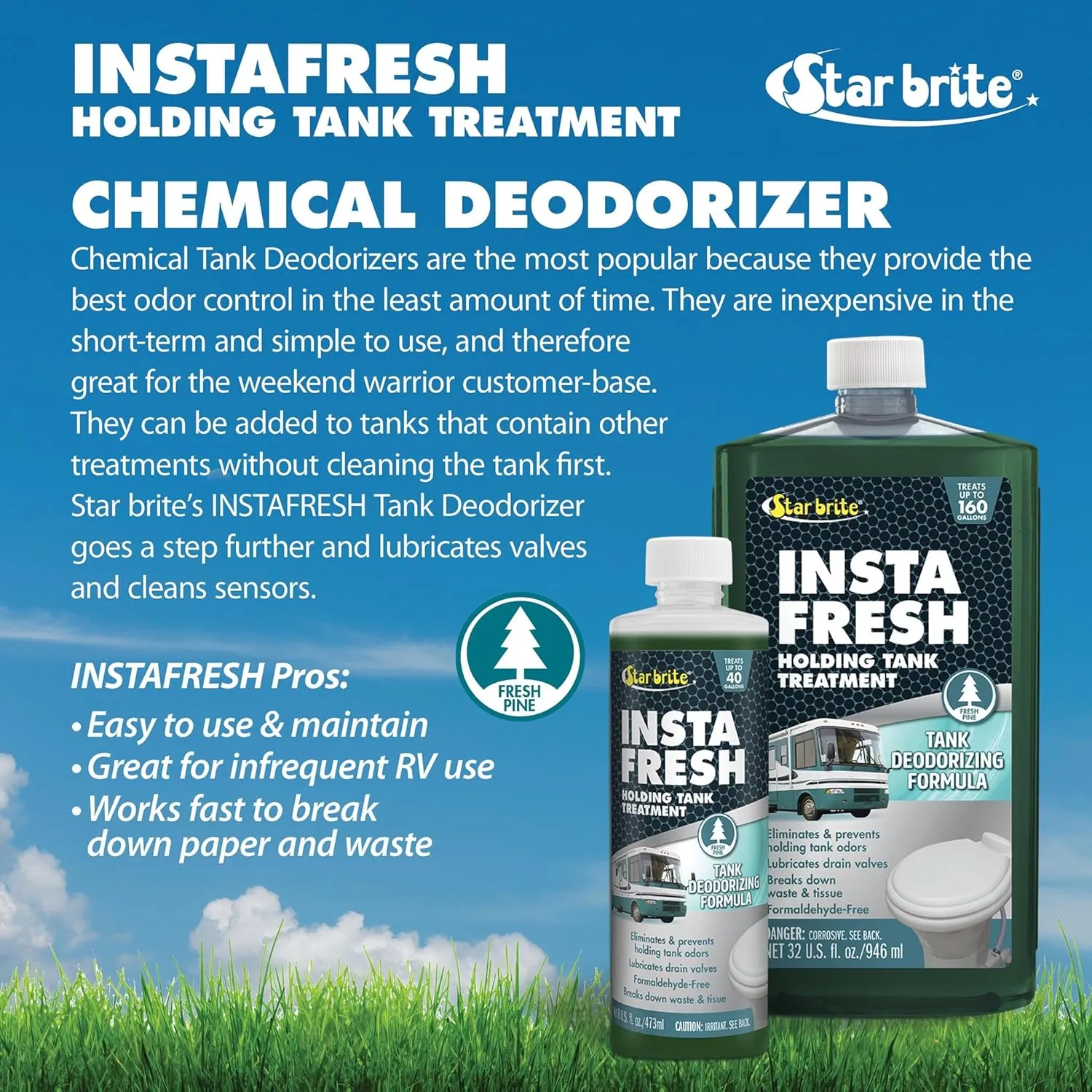 STAR BRITE Instafresh Holding Tank Treatment, Fresh Pine - 32 OZ