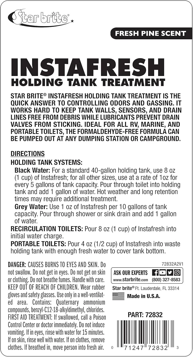 STAR BRITE Instafresh Holding Tank Treatment, Fresh Pine - 32 OZ
