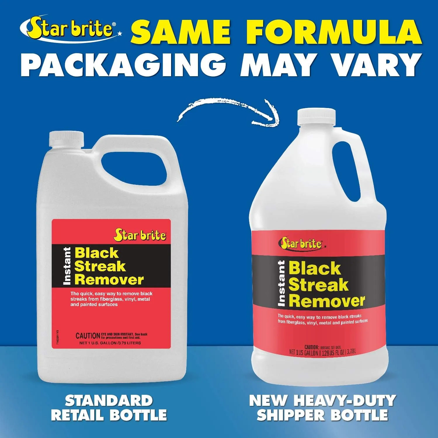 Star brite Instant Black Streak Remover - Dissolve Grease, Oil, Smoke & Exhaust Stains on Fiberglass, Vinyl, Metal, Plastic & Painted Surfaces - Spray On, Wipe Off 128 Oz Gallon