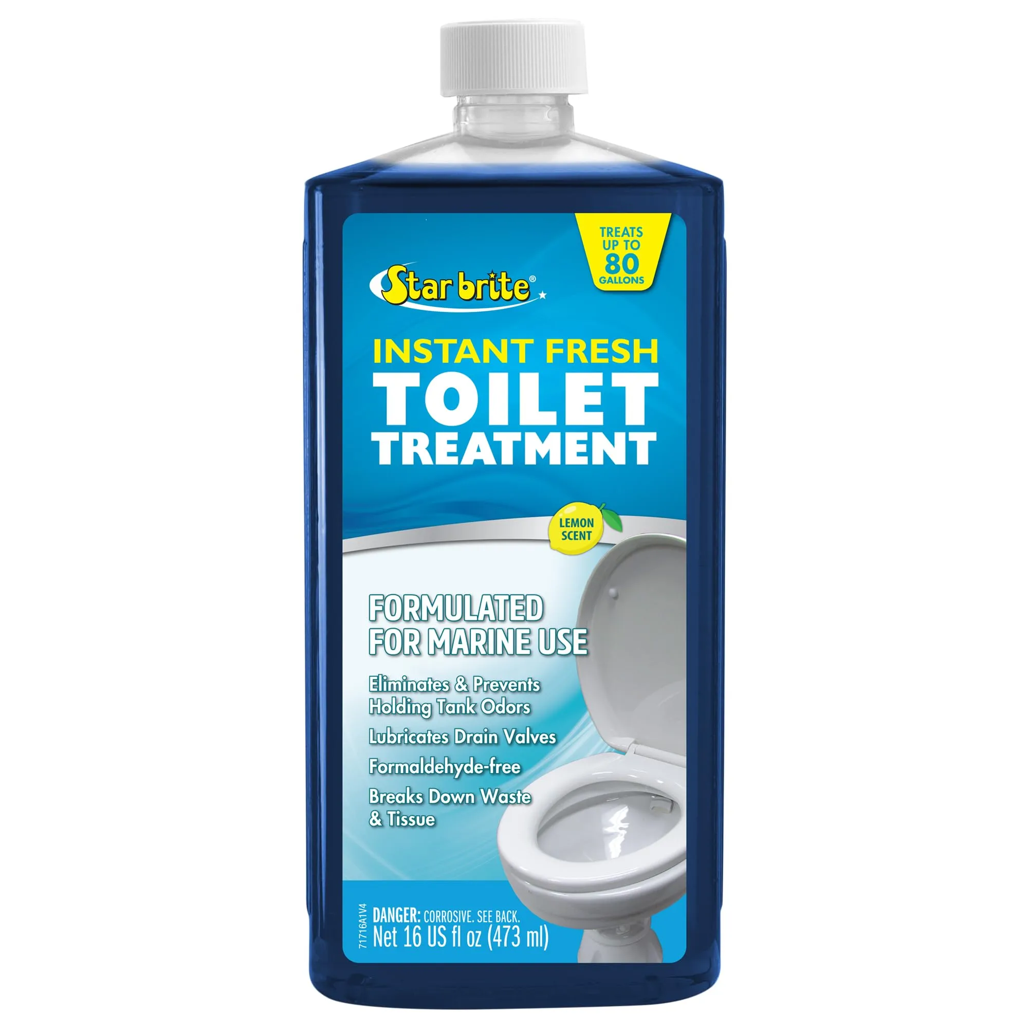 STAR BRITE Instant Fresh Toilet Treatment Concentrate - Eliminates & Prevents Holding Tank Odors - Biodegradable Lemon Scent - 16 OZ (071716) Multicolor 16 Fl Oz (Pack of 1)