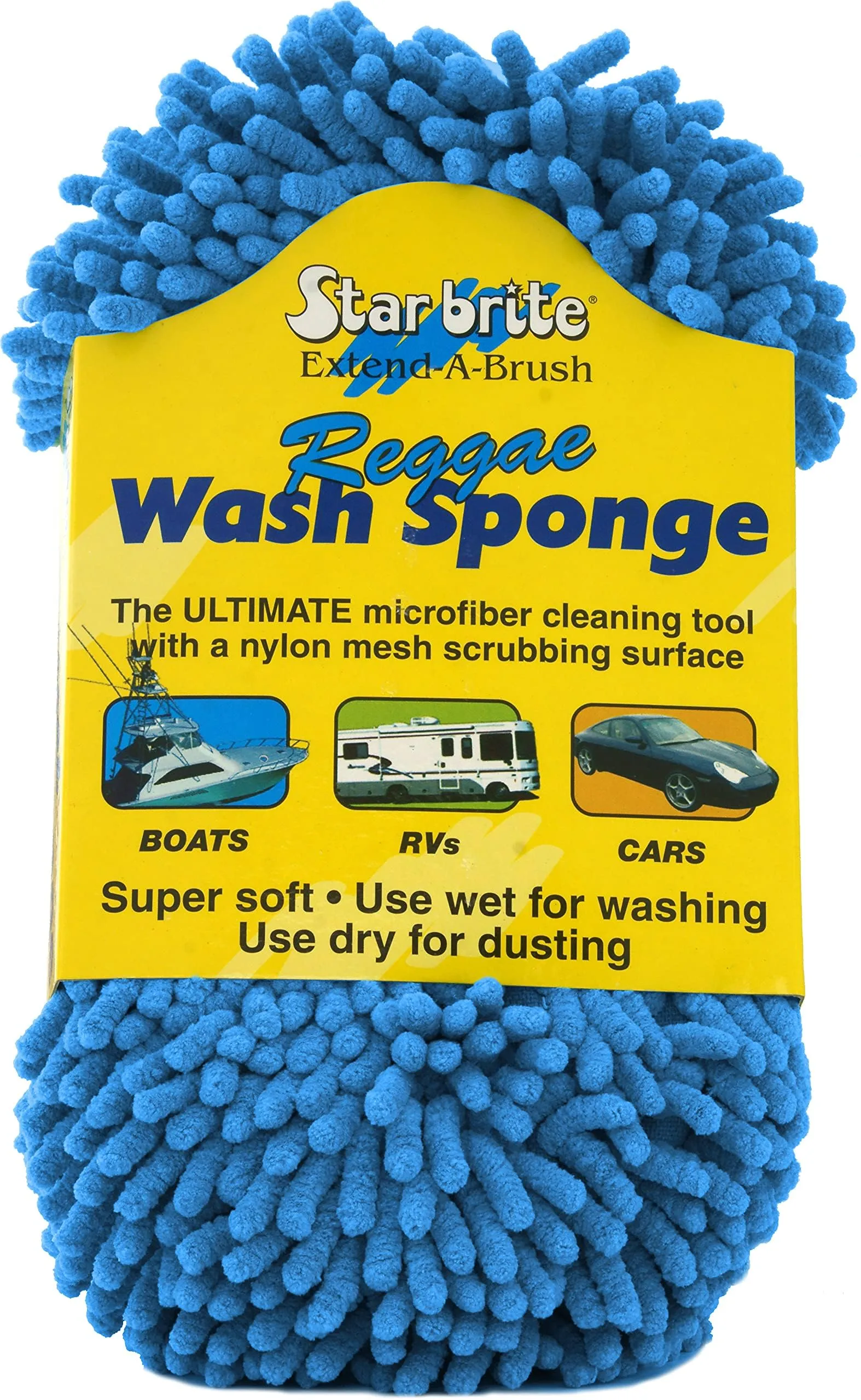 Star brite Microfiber Reggae Sponge - Blue, Dual-Sided Scrubbing & Dusting