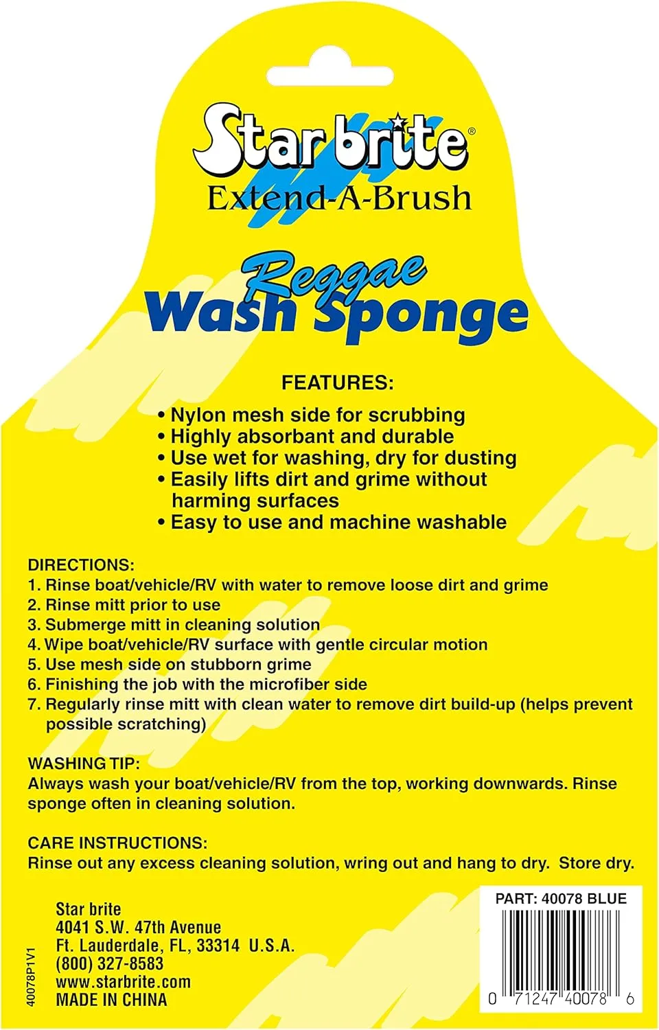 Star brite Microfiber Reggae Sponge - Blue, Dual-Sided Scrubbing & Dusting