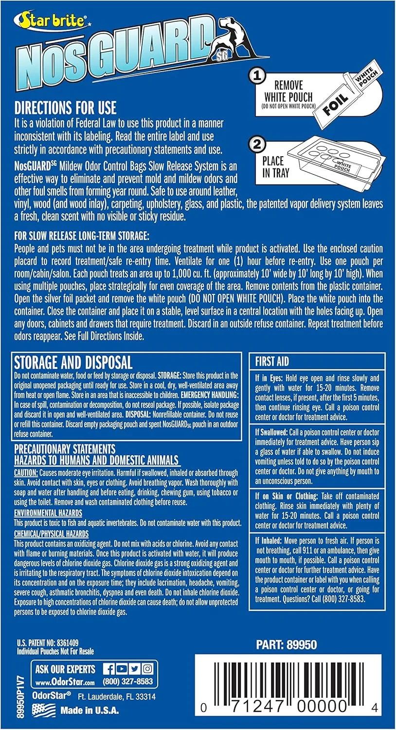Star Brite NosGUARD SG Mildew Odor Control Bags - Slow Release - 25 Pack