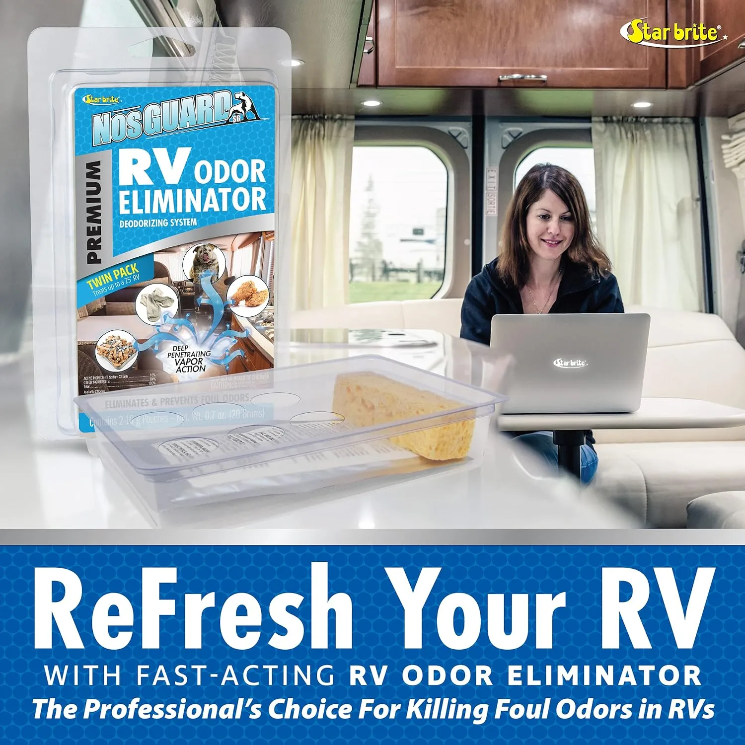 STAR BRITE NosGUARD SG RV Odor Eliminator – Deep Penetrating Vapor System, Twin Pack 10G (079950)