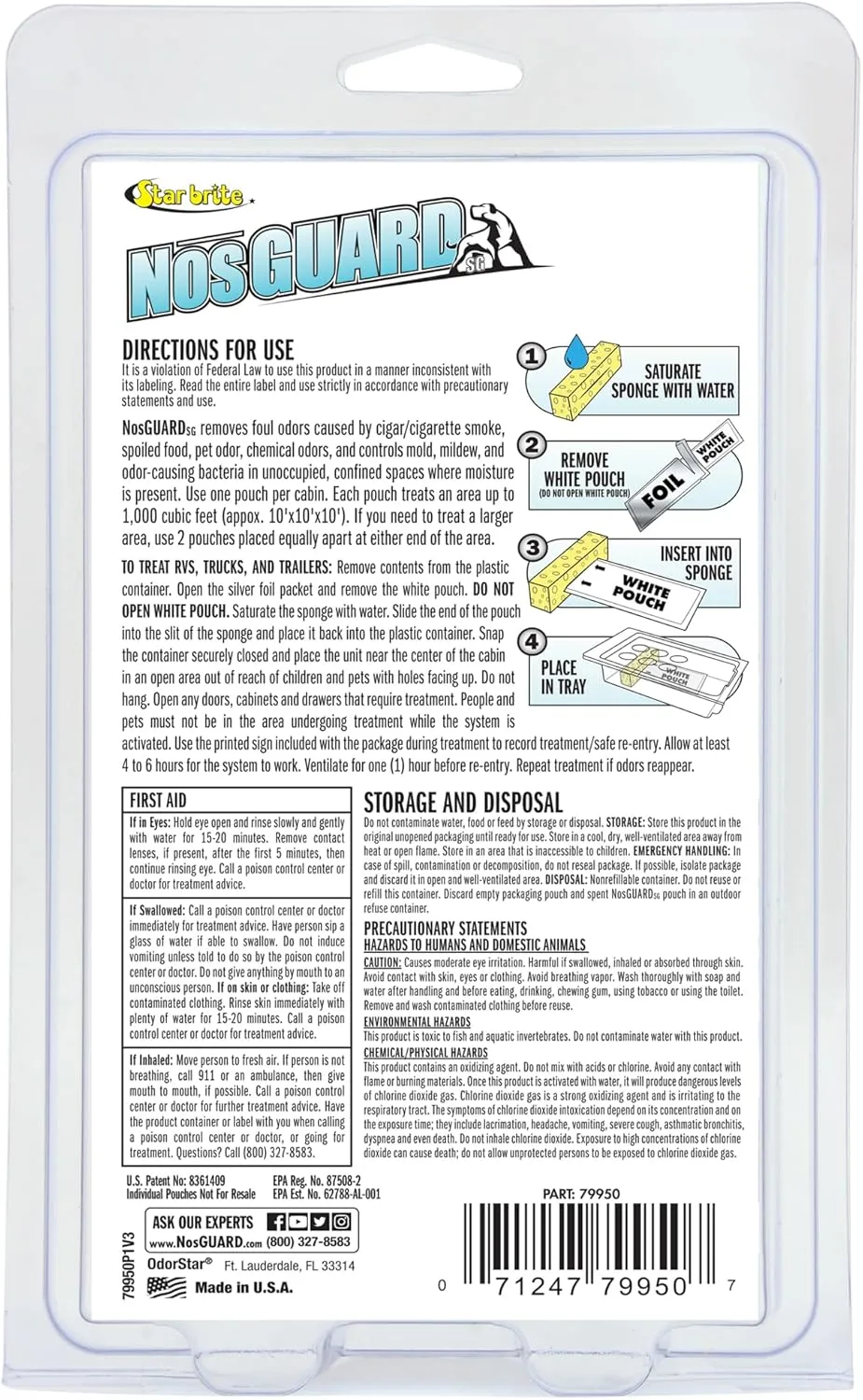 STAR BRITE NosGUARD SG RV Odor Eliminator – Deep Penetrating Vapor System, Twin Pack 10G (079950)