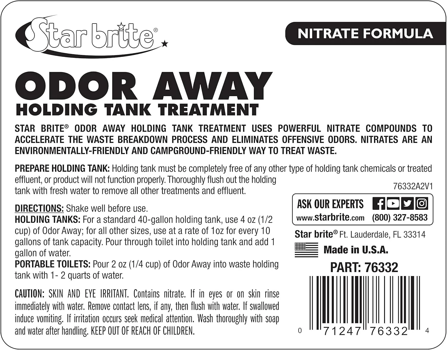 STAR BRITE Odor Away Holding Tank Treatment - Nitrate Formula