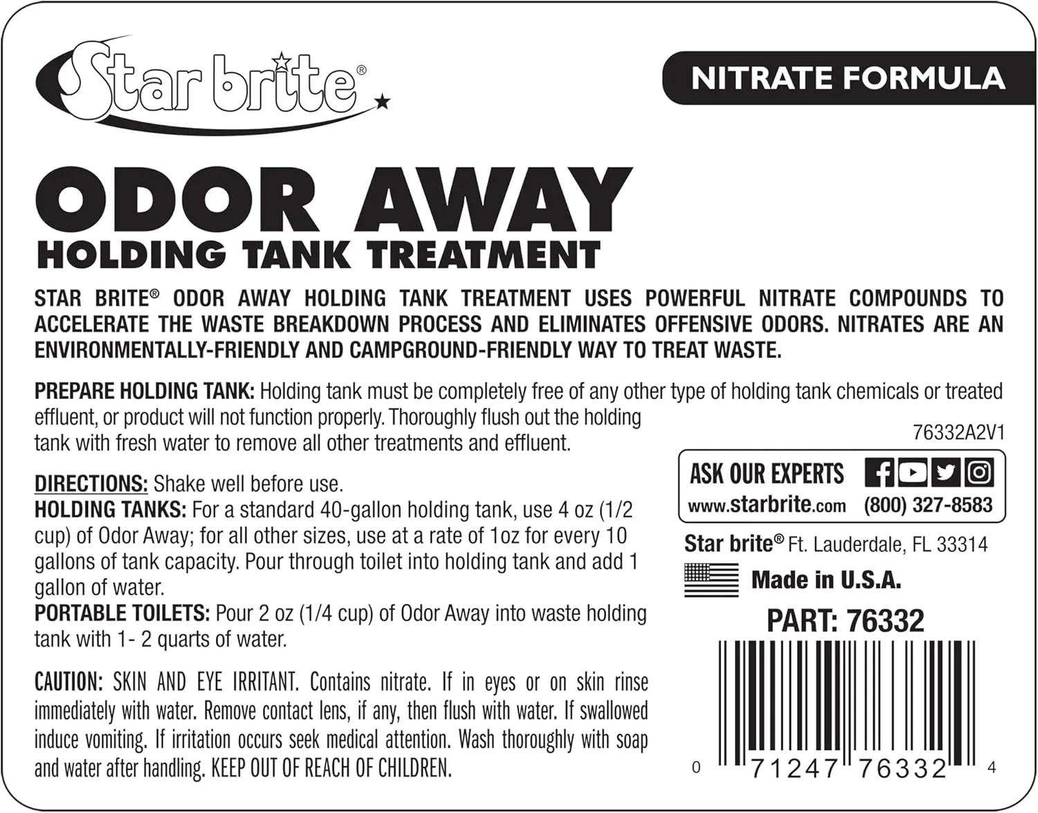 STAR BRITE Odor Away Holding Tank Treatment - Nitrate Formula