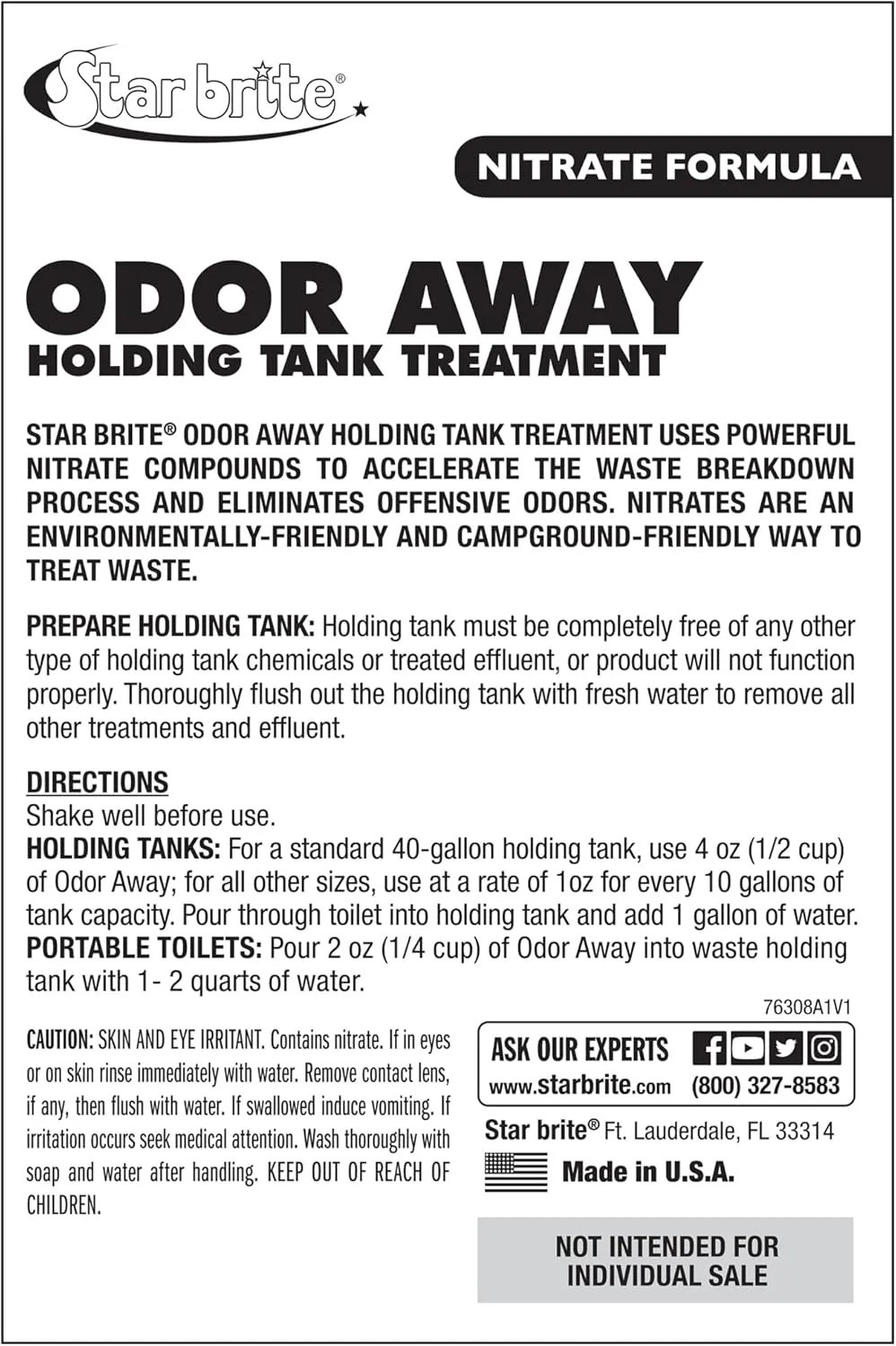 STAR BRITE Odor Away Holding Tank Treatment - Nitrate Formula
