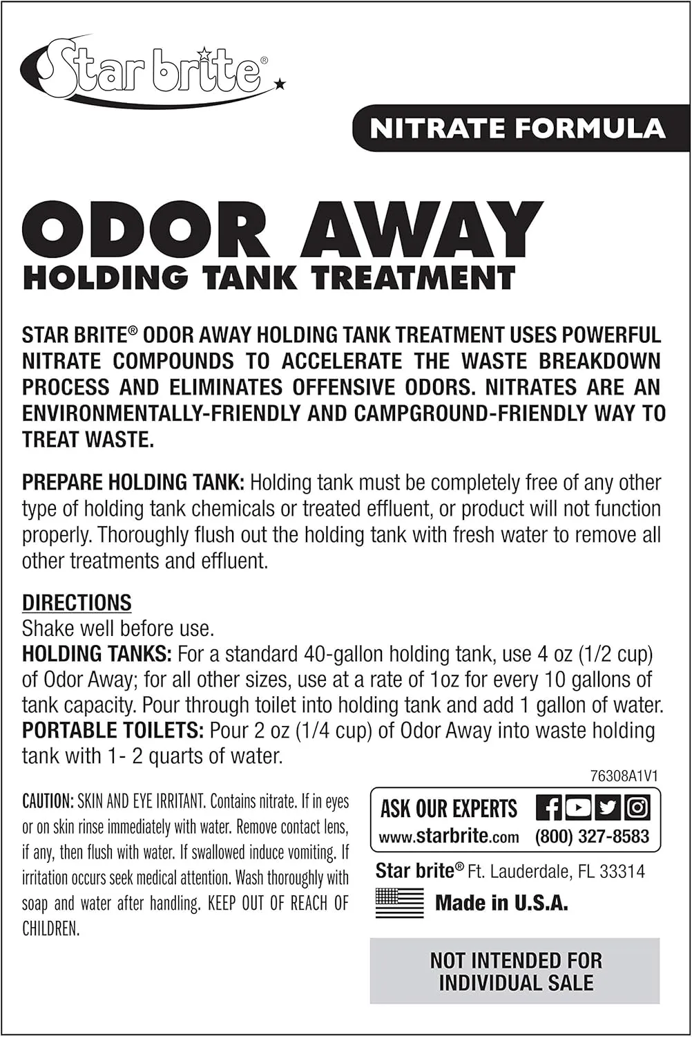 STAR BRITE Odor Away Holding Tank Treatment - Nitrate Formula