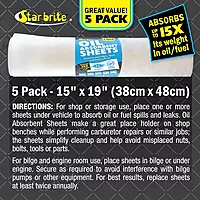 STAR BRITE High-Efficiency Oil Absorbent Sheets - 15 x 19 in, 5-Pack