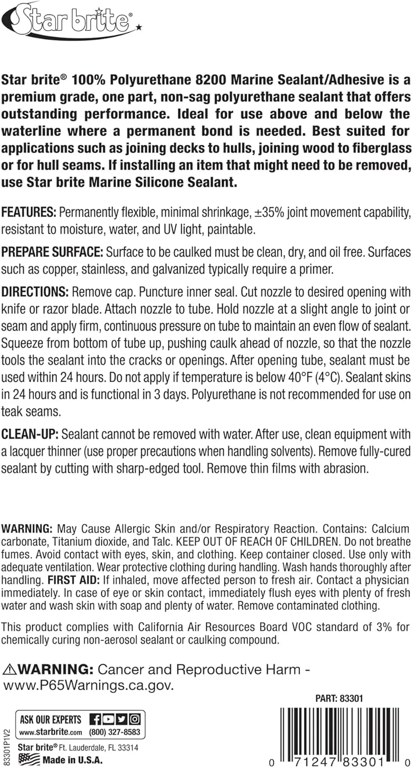STAR BRITE Polyurethane White Sealant 2.8 oz