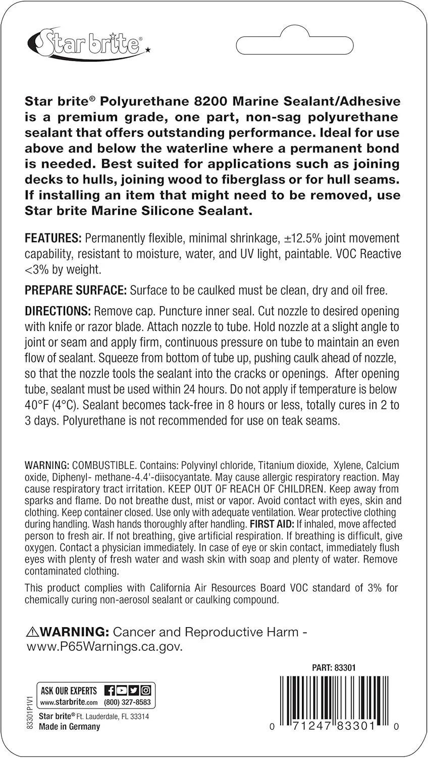 STAR BRITE Polyurethane White Sealant 2.8 oz