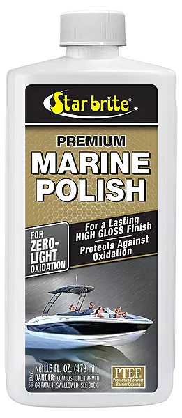 STAR BRITE Premium Marine Polish - Maximum UV Protection & High Gloss Finish - UV Inhibitors Stop Fading, Chalking & Oxidation While Repelling Water, Stains & Marine Deposits 16 Ounce