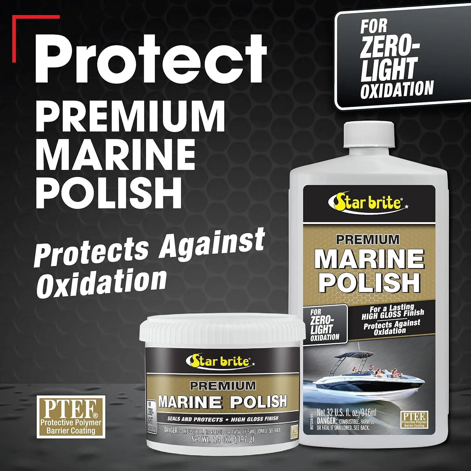 STAR BRITE Premium Marine Polish - Maximum UV Protection & High Gloss Finish - UV Inhibitors Stop Fading, Chalking & Oxidation While Repelling Water, Stains & Marine Deposits 16 Ounce