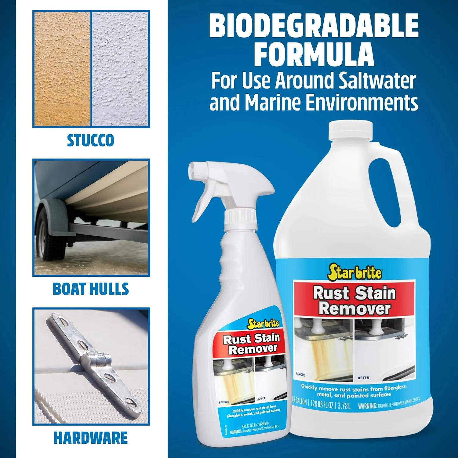 Star brite Rust Stain Remover - 1 Gallon (128 oz) for Fiberglass, Vinyl, Metal