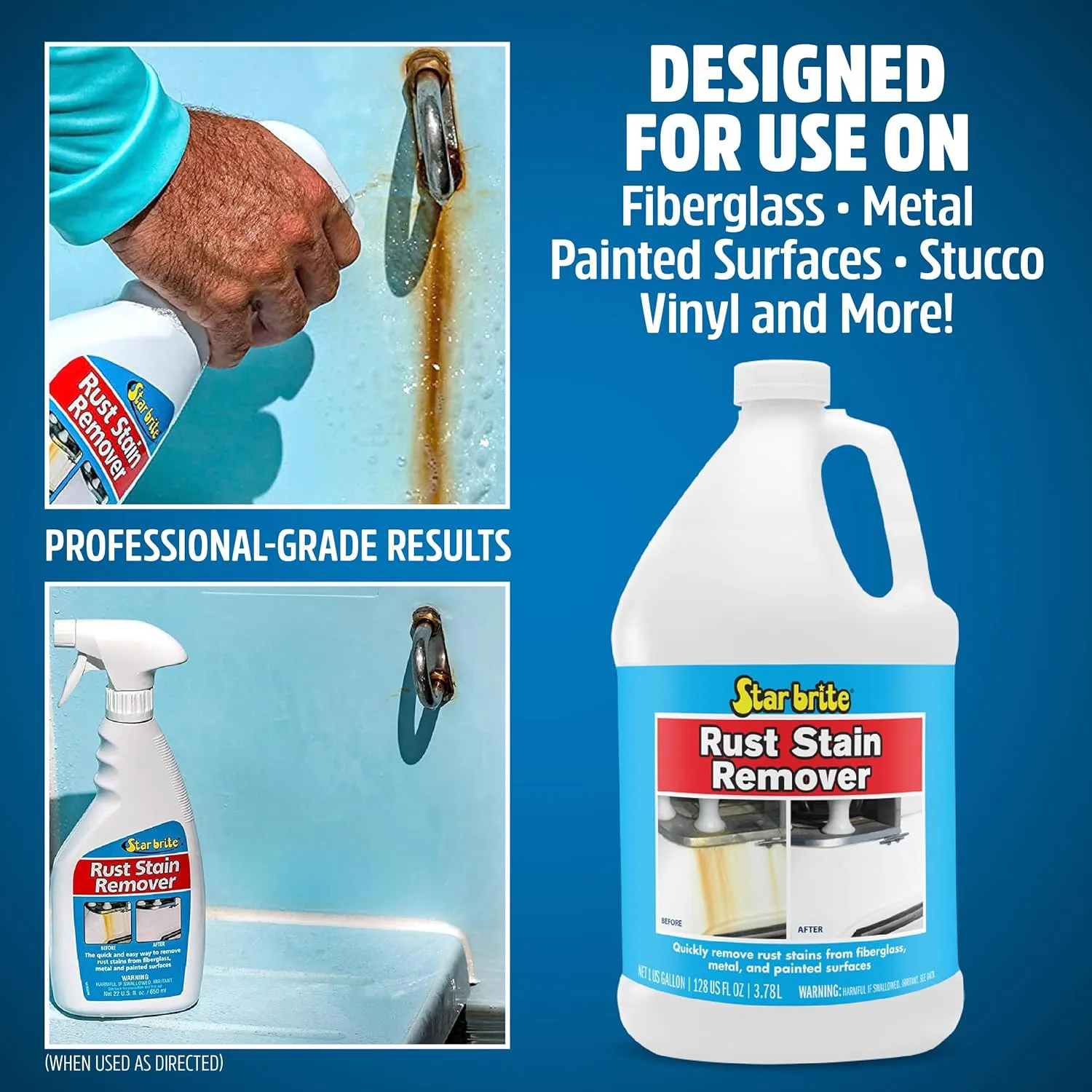Star brite Rust Stain Remover - 1 Gallon (128 oz) for Fiberglass, Vinyl, Metal