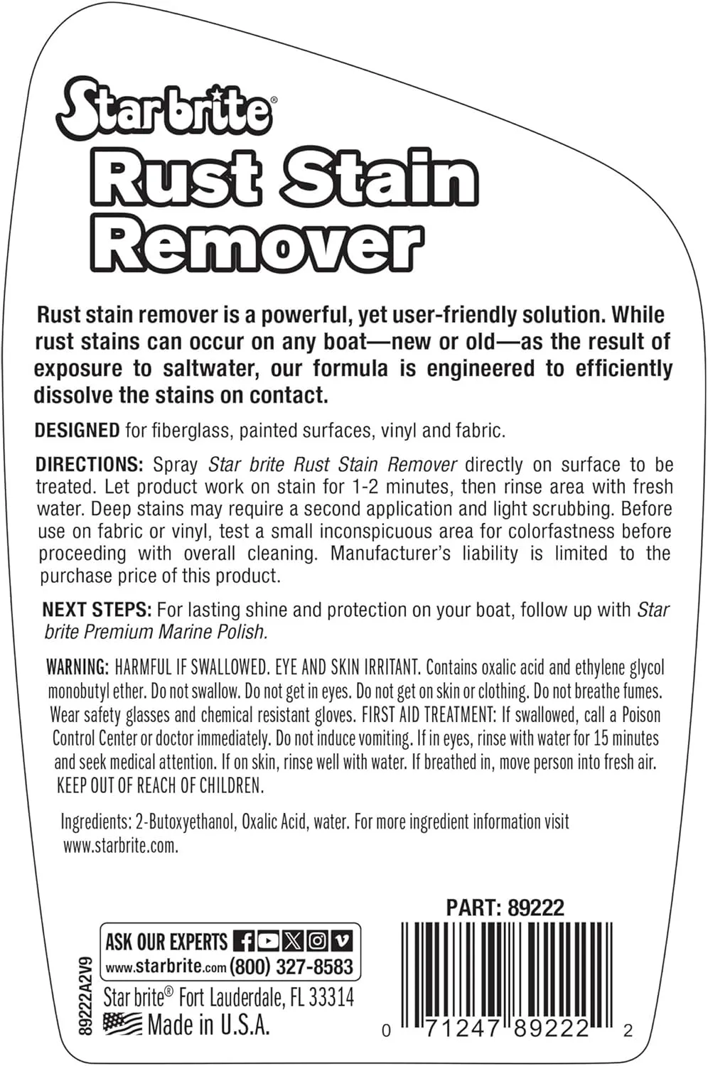 STAR BRITE Rust Stain Remover Spray, 22 oz (089222P)