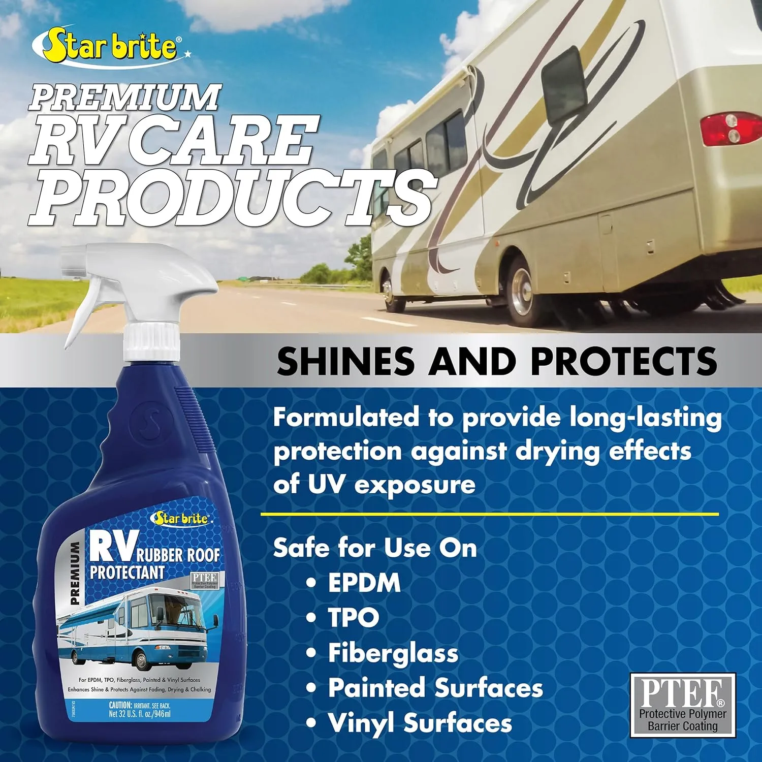 STAR BRITE Premium RV Rubber Roof Protectant - 32 OZ (075932)