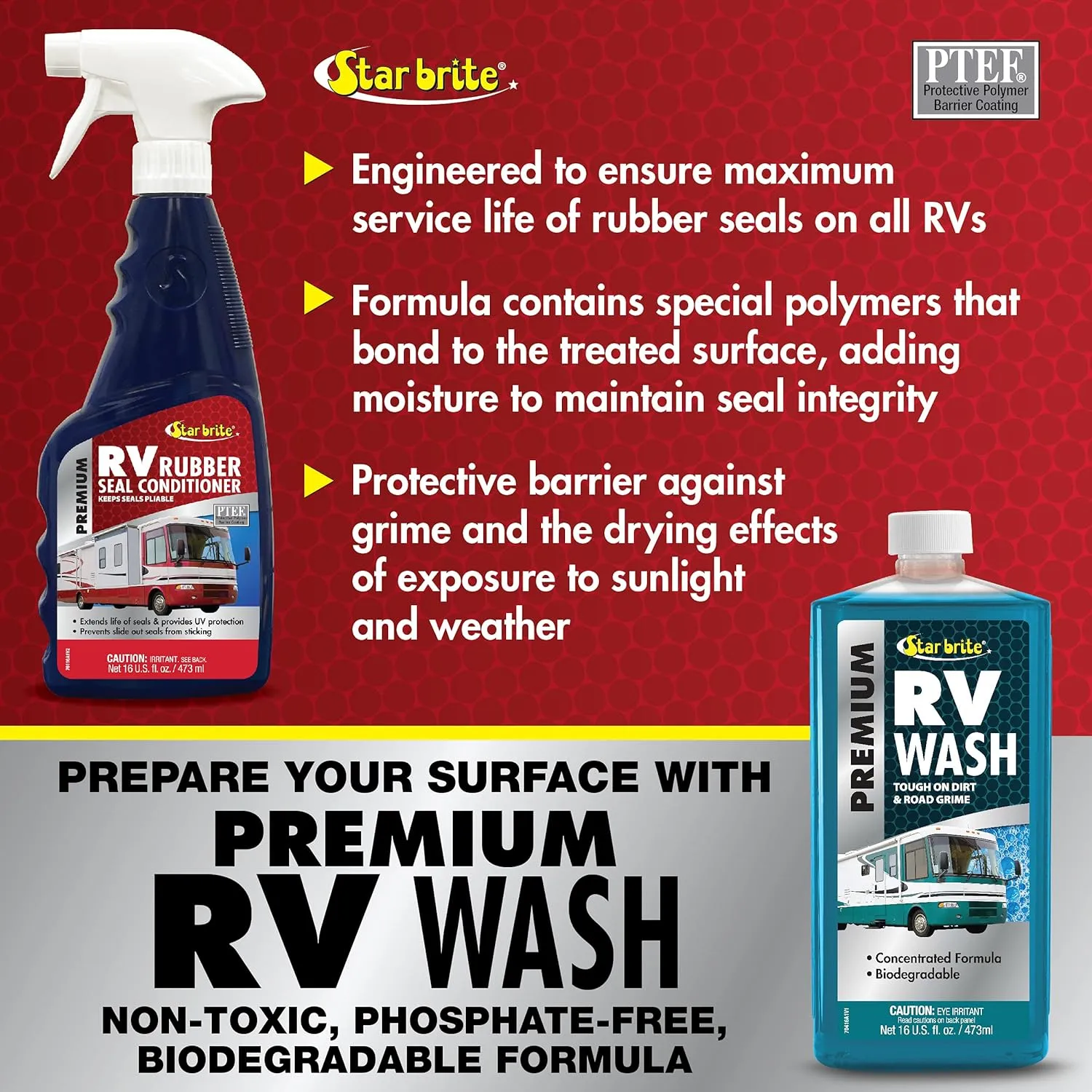 STAR BRITE Premium RV Rubber Seal Conditioner - Protects & Extends the Life of Rubber Seals - UV & Weather Resistant - 16 OZ (076116) Seal Conditioner Spray