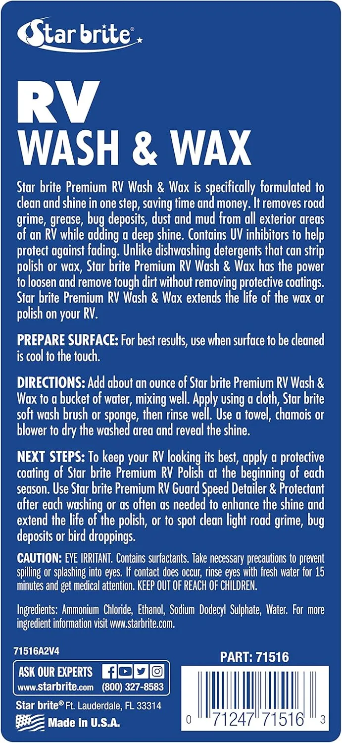 STAR BRITE RV Wash & Wax One-Step Concentrated Cleaner with PTEF