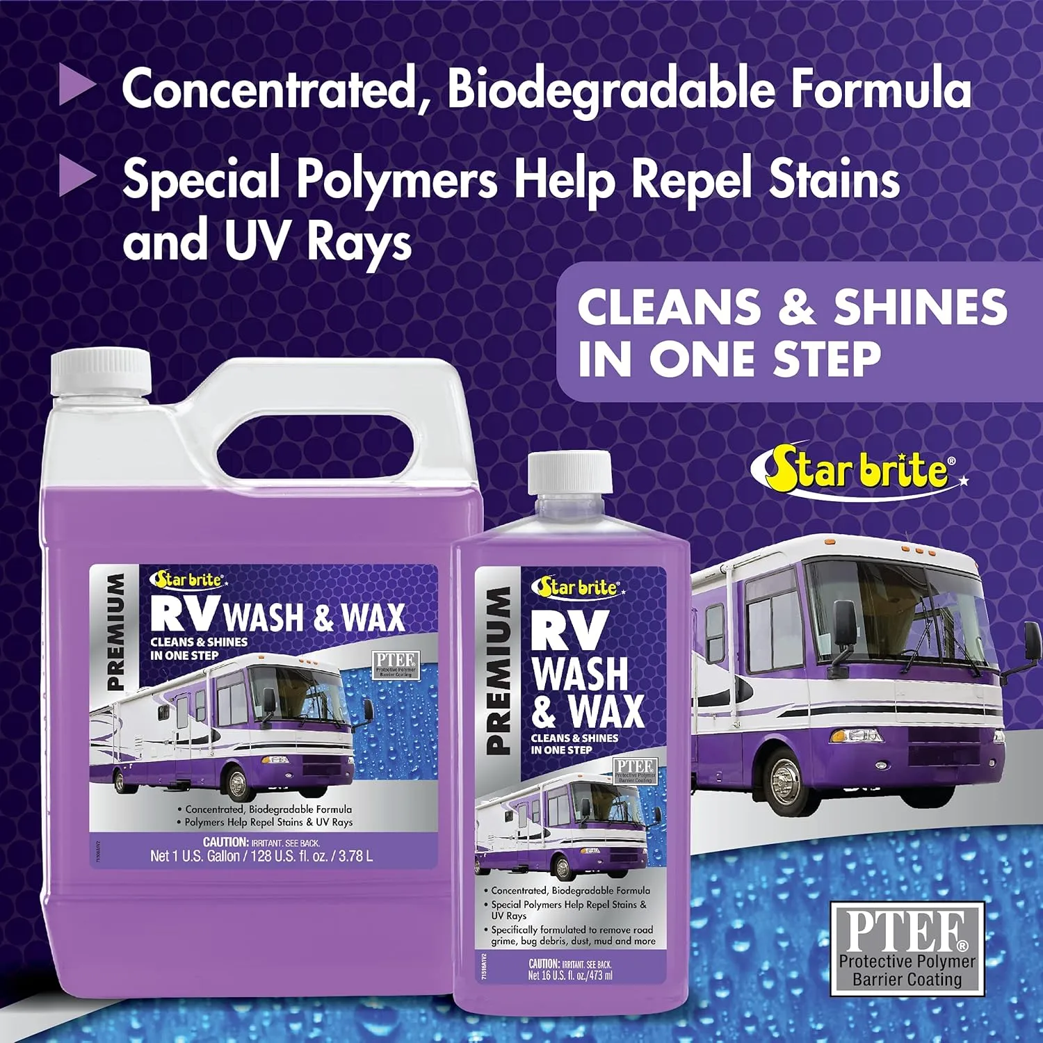 STAR BRITE RV Wash & Wax One-Step Concentrated Cleaner with PTEF