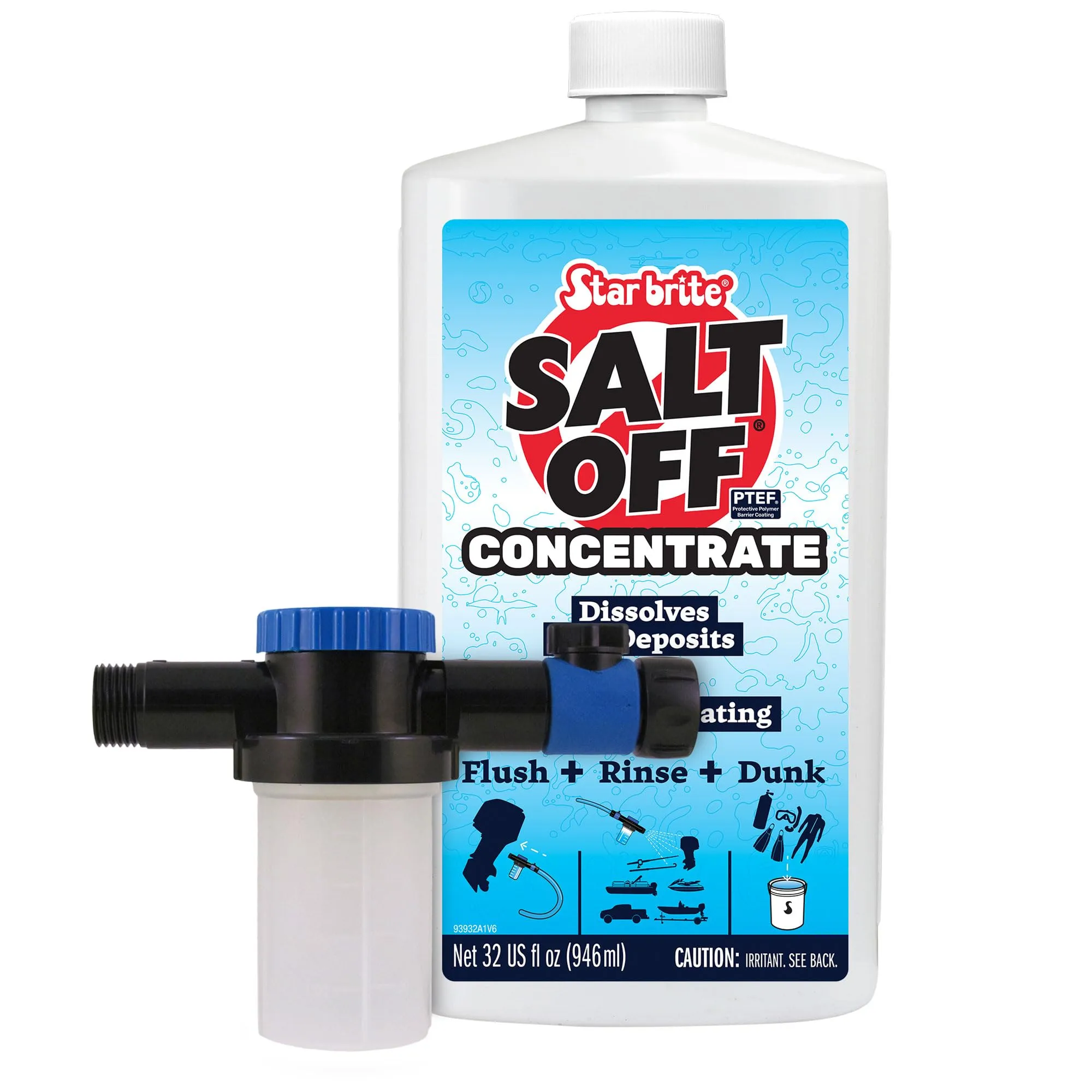 STAR BRITE Salt Off Kit – Applicator & 32 OZ Concentrate for Marine Engine Flush & Salt Removal on Boats, Trailers, Fishing Gear, Dive Equipment, and More 32 OZ Kit 32 Fl Oz (Pack of 1)
