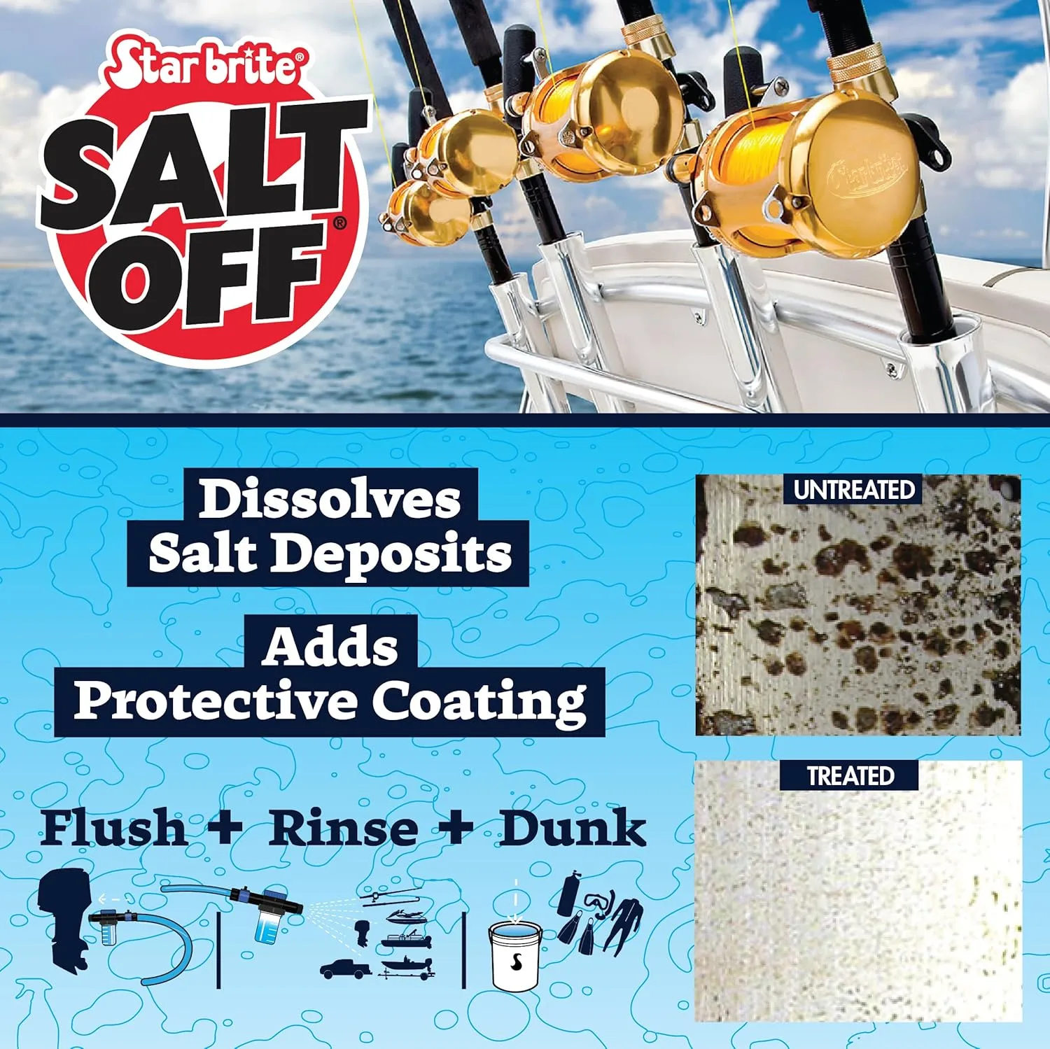 STAR BRITE Salt Off Kit – Applicator & 32 OZ Concentrate for Marine Engine Flush & Salt Removal on Boats, Trailers, Fishing Gear, Dive Equipment, and More 32 OZ Kit 32 Fl Oz (Pack of 1)
