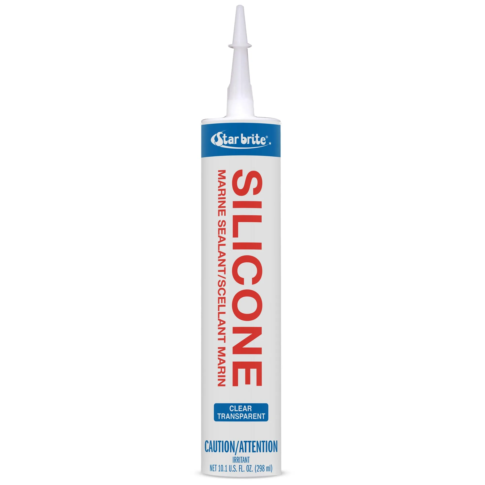 STAR BRITE Marine Silicone Sealant - Clear 10.1 Oz - Waterproof, Durable, UV Resistant, for Fiberglass, Metal, Wood, Glass, Ceramic & More (082122)