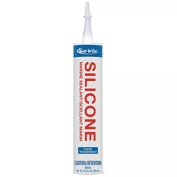 STAR BRITE Marine Silicone Sealant - Clear 10.1 Oz - Waterproof, Durable, UV Resistant, for Fiberglass, Metal, Wood, Glass, Ceramic & More (082122)